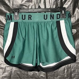 Under Armour Women's Green and Black Athletic Shorts